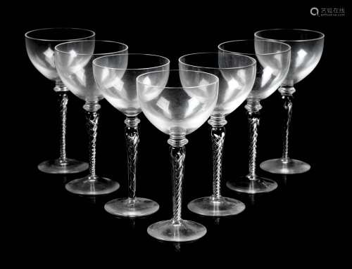 A Set of Twelve Twist-Stem Wine Glasses
