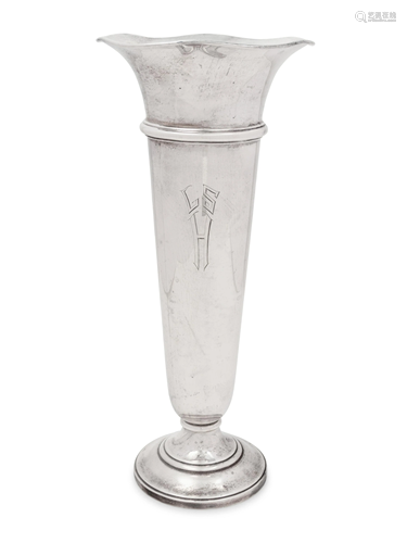 An American Silver Trumpet Vase