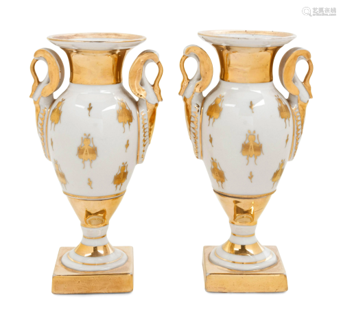 A Pair of Capodimonte Porcelain Urns