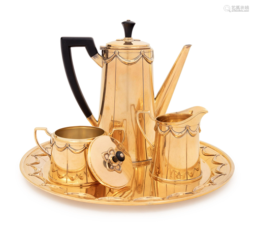 A Tiffany & Co. Silver-Gilt Four-Piece Coffee Service