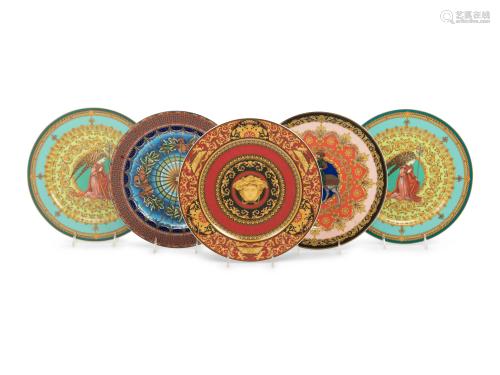 A Set of Five Versace Porcelain Chargers