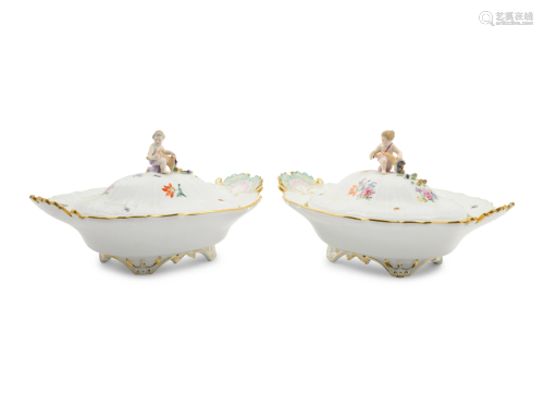 A Pair of Meissen Porcelain Covered Entree Dishes