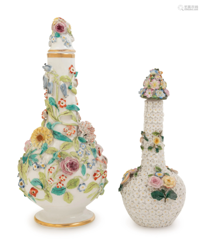 Two German Porcelain Schneeballen Vases