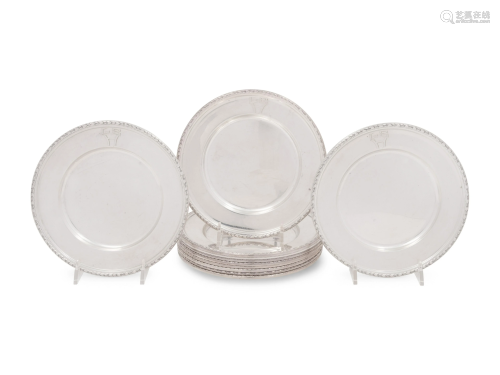 A Set of Twelve American Silver Bread Plates