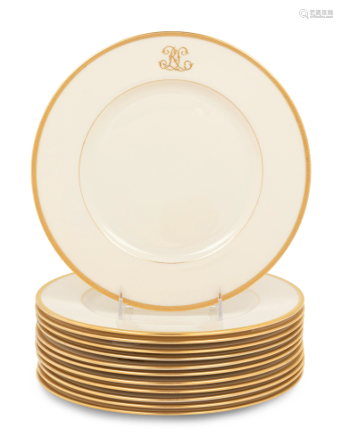 A Set of Twelve Lenox Porcelain Plates Retailed by