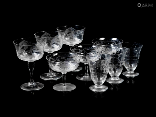 A Collection of Etched Glass Stemware