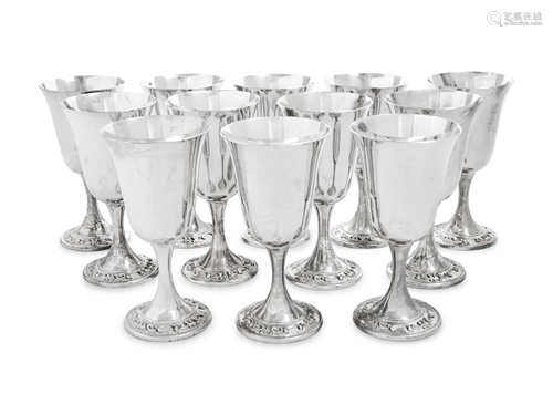 A Set of Twelve American Silver Goblets