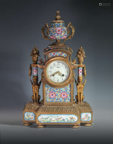 Cloisonne copper clock from Qing