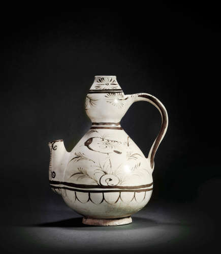 CiZhou kiln pot in gourd form from Yuan
