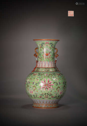 Famille rose amphora vase from Qing