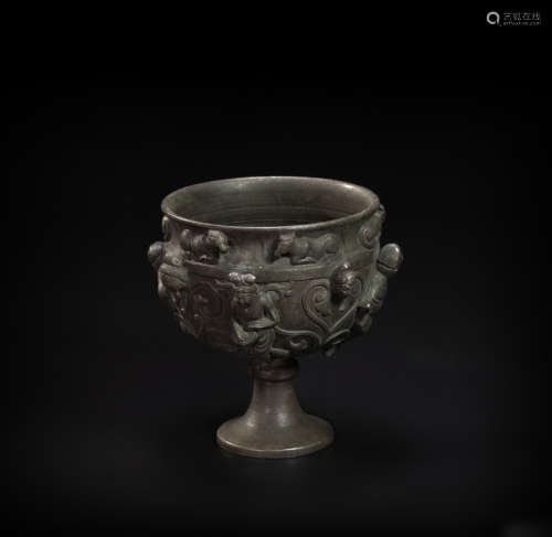 Silver cup  With human painting from Tang