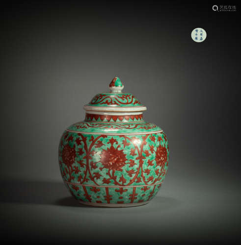Green bottom jar  With flo Wer painting from Ming