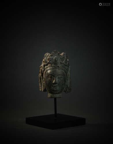 Bluestone buddha head sculpture from Northern Qi