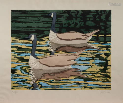 Neil Welliver (American, 1929-2005) Canadian Geese,