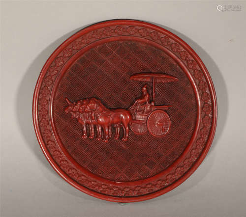 Carved Cinnabar Lacquer Box Qing Style