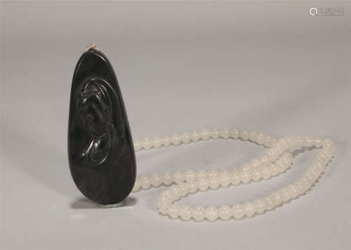 Carved Black Jade Necklace