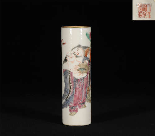 Famille Rose Figural Vase Daoguang Style