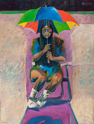 Ed Singer (Dine, b. 1951) Powwow Spectator, 1990