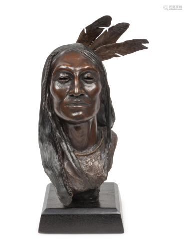 Joe Beeler (American, 1931-2006) Indian with Feathers,
