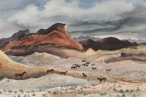 Adolf Dehn (American, 1895-1968) Western Horses ,