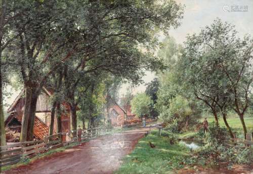 Gustav Koken Hannover 1850 - Hannover 1910 - Dorfweg im Somm...