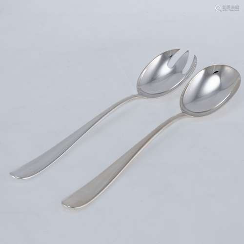 2tlg. Mid Century Salatbesteck 925er Silber. Punzen: Herst.-...