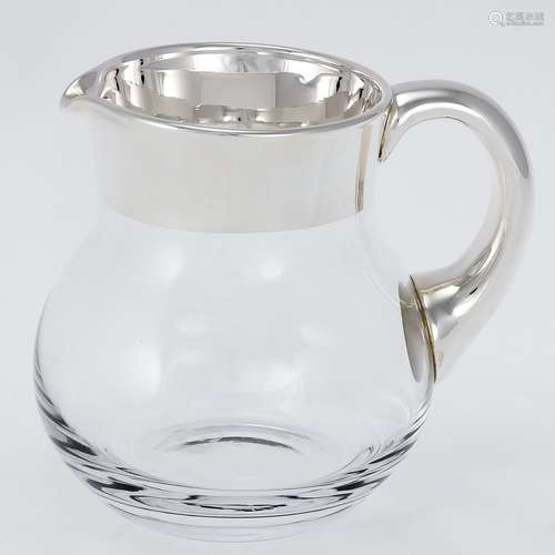 Glaskrug Glas. Versilbert. H. 12 cm. 0,5 Liter. Breiter Silb...