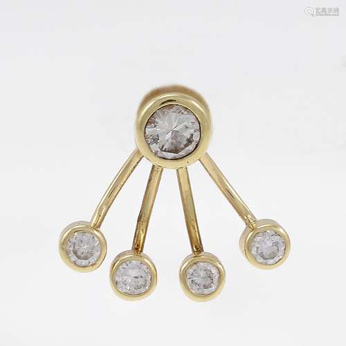 Ein moderner Brillantohrstecker 585/- Gelbgold, gestemp. Gew...