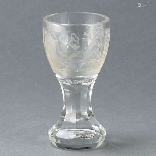 Logenglas sog. Kanone mit Freimaurermotiven 19. Jahrhundert....