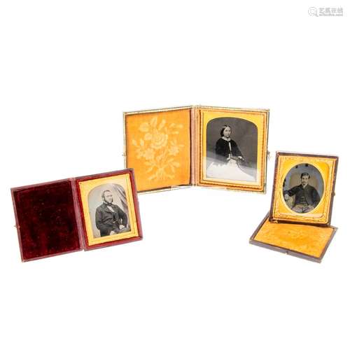 3 Daguerreotypien Wohl Mitte 19. Jh. Damenaufnahme und 2 Her...