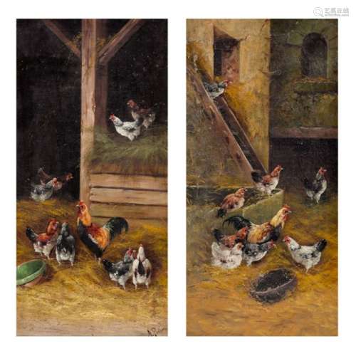 Alfred Prehn Künstler des 19./20. Jahrhunderts - Hühner im H...