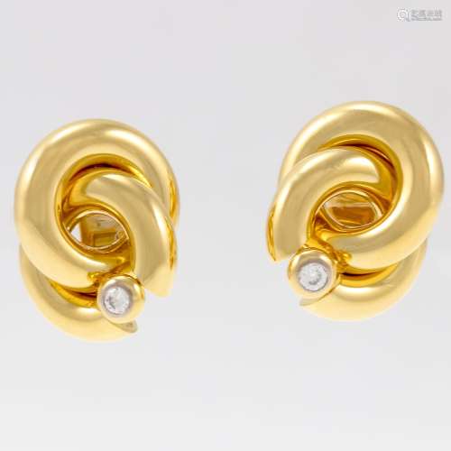 Paar goldene Ohrclips mit Brillanten Design: Werner Zappe Pf...