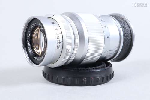 A Chrome Leitz Wetzlar Elmar 9cm f/4 Lens, serial no 1286110...