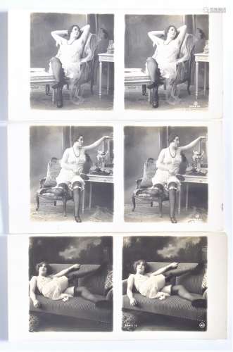 Early 20th Century Stereoscopic Cards of Scantily-Clad Ladie...