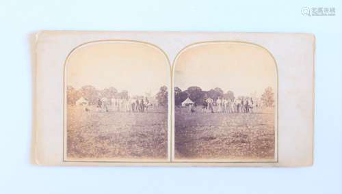 A rare mid-19th Century Stereoscopic Card of a Group of Cric...