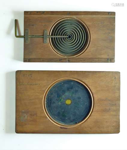 Mahogany-Mounted Hand-Painted Astronomical Magic Lantern Sli...