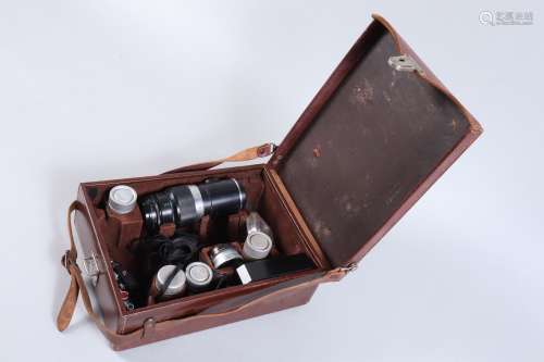 A Black Leitz Hektor 13.5cm f/4.5 Lens and Leitz Outfit Case...