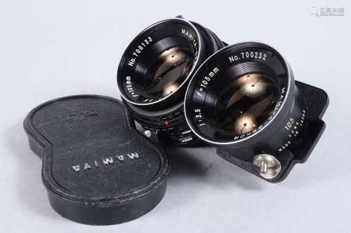A Mamiya Sekor 105mm f/3.5 TLR Lens, serial no 700133, shutt...