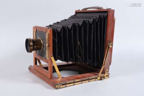 A Half Plate Mahogany Field Camera, unnamed, square-cornered...