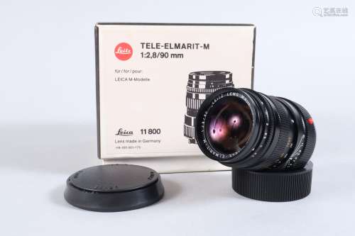 A Leica Tele Elmarit M 90mm f/2.8 Lens, black, Leitz Wetzlar...