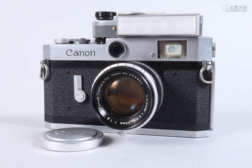 A Canon P Rangefinder Camera, serial no 703514, shutter stic...