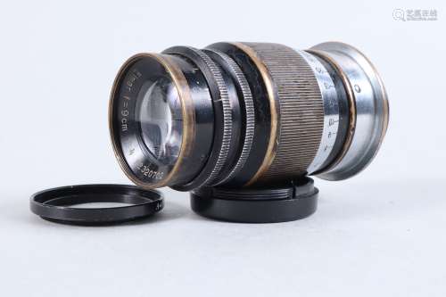 A 'Thin' Black-Chrome Leitz Wetzlar Elmar 9cm f/4 Lens, seri...