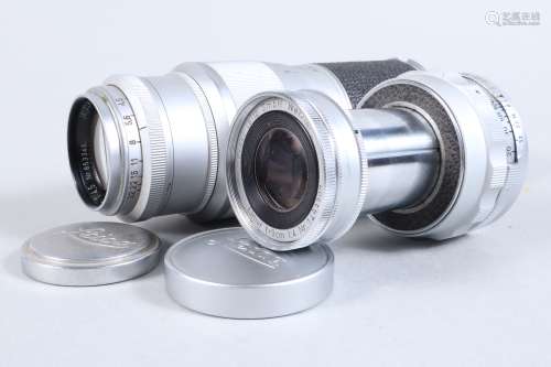 Two Leitz Wetzlar Lenses, a 9cm f4 Elmar collapsible lens, s...