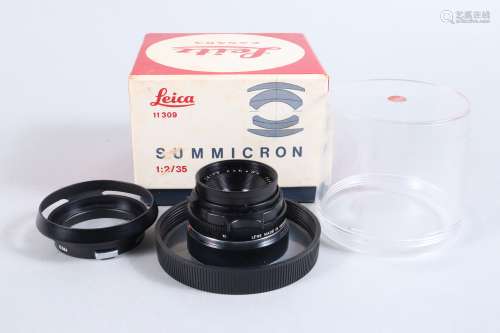 A Leica Summicron 35mm f/2 Lens, black, Leitz Canada, serial...