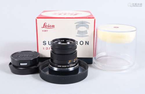 A Leica Summicron 50mm f/2 Lens, black, Leitz Wetzlar, seria...