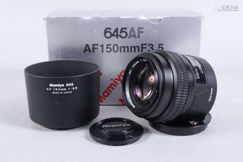 A Mamiya 645 AF 150mm f/3.5 lens, serial no CE1097, AF funct...