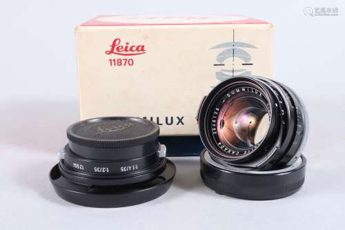 A Leica Summilux 35mm f/1.4 Lens, black, Leitz Canada, seria...