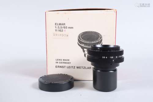 A Leitz Wetzlar Elmar 65mm f/3.5 lens, black, no Visoflex pr...