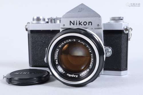 A Nikon F SLR Camera, chrome, serial no 6583069, prism viewf...