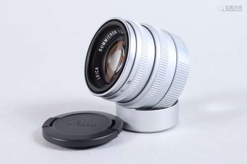 A Leica Summicron 50mm f/2 E39 Lens, chrome, made in Germany...